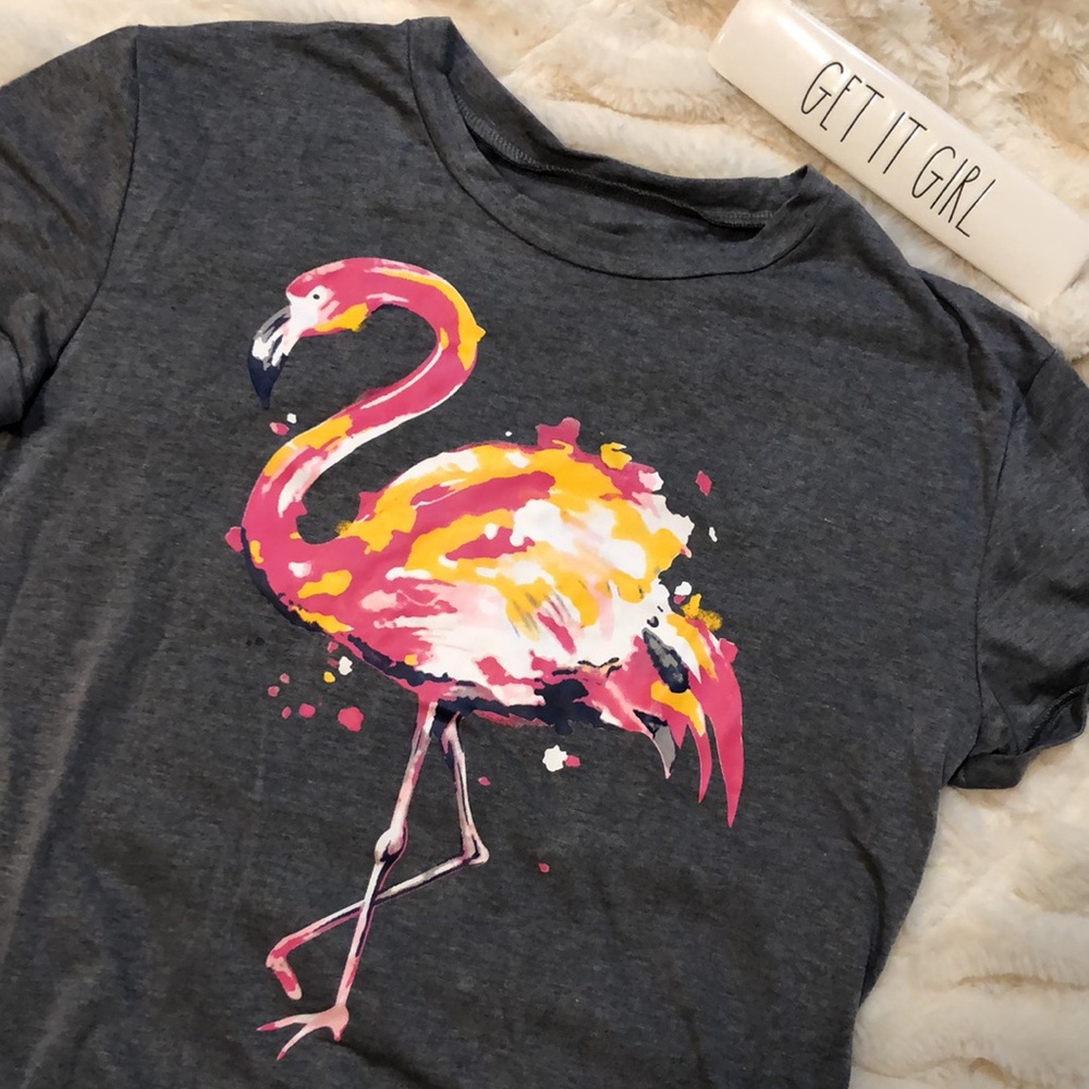 🦩 Flamingo tee with turn back cuffs at sleeve